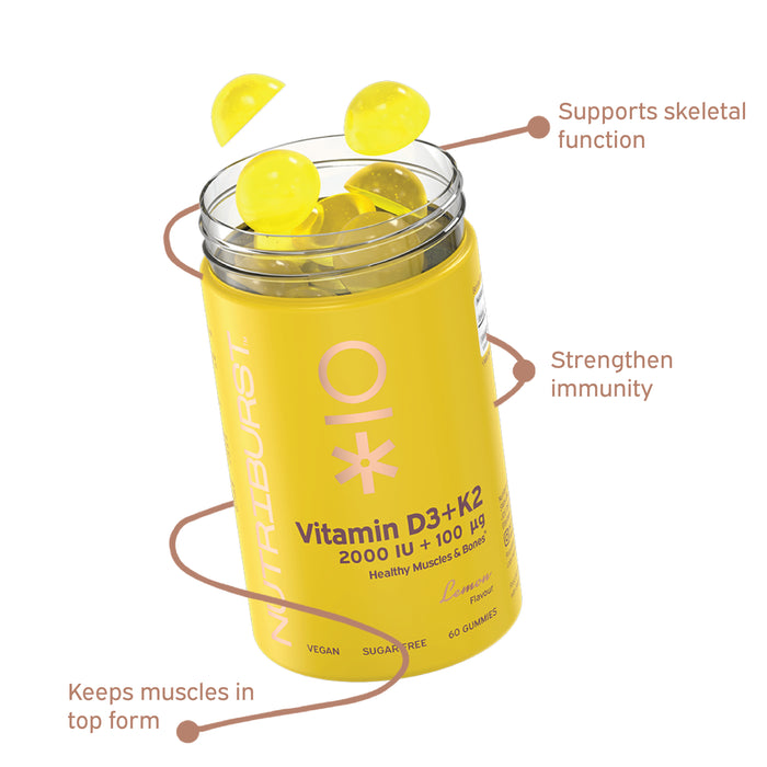 Nutri Burst VITAMIN D3 + K2 - Lemon Flavor (60 Gummies)