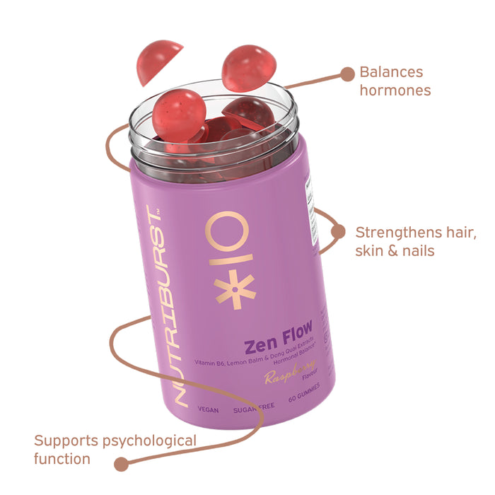 Nutri Burst Zen Flow - Raspberry Flavor (60 Gummies)