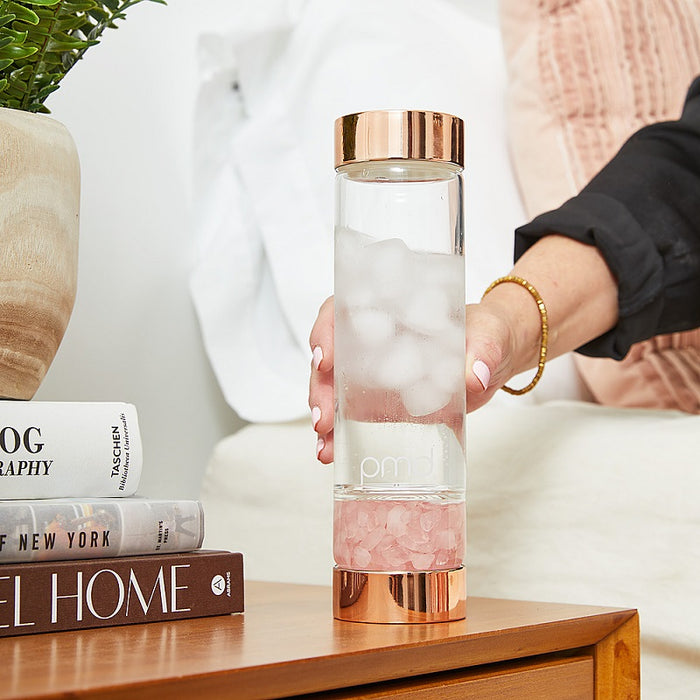 PMD Aqua Gemstone Water Bottle Rose Quartz